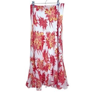 Cato Woman White Red Yellow Floral Elastic Waist Maxi Skirt Size 18 / 20W NWOT
